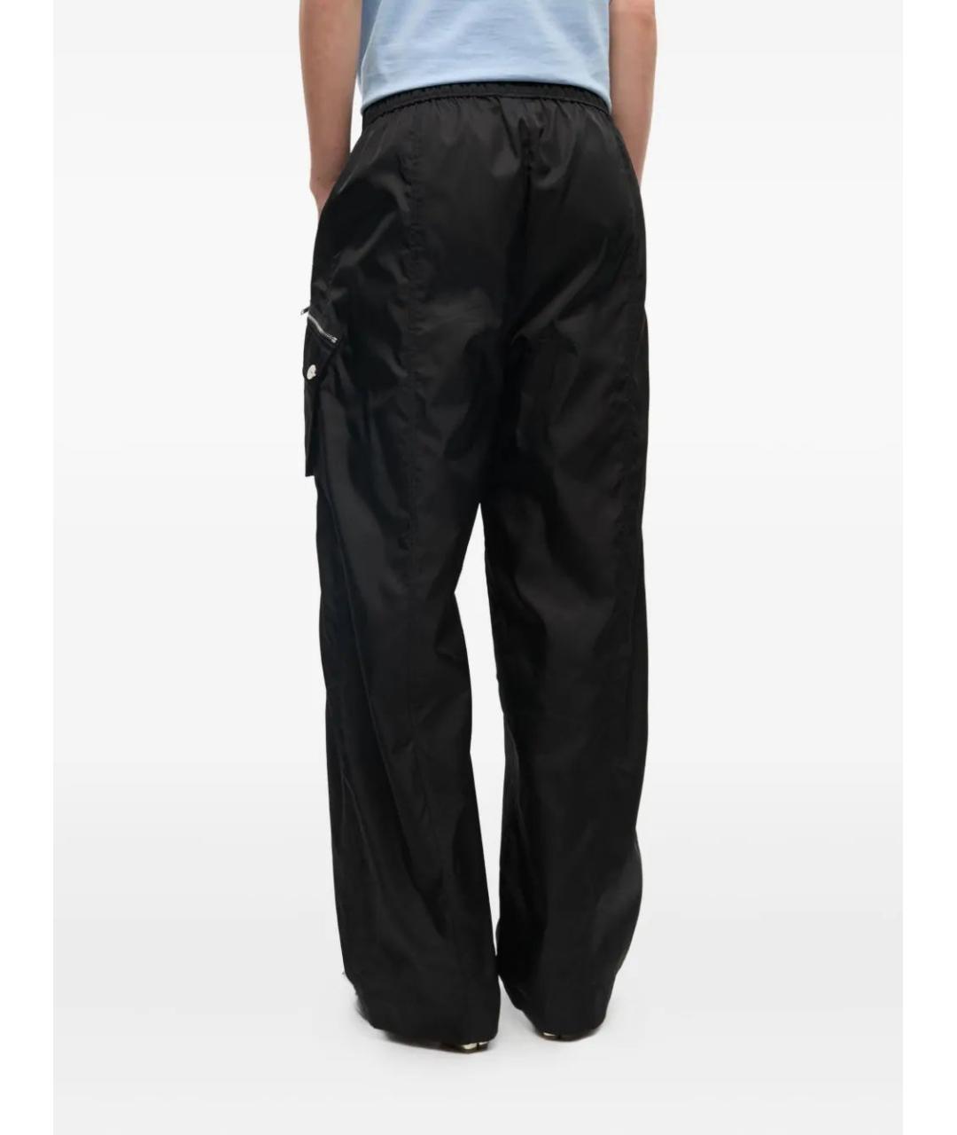 GANNI Черные полиамидовые прямые брюки, фото 4