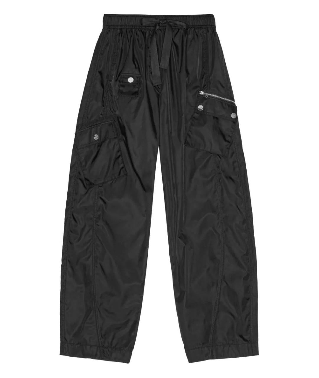 GANNI Черные полиамидовые прямые брюки, фото 1