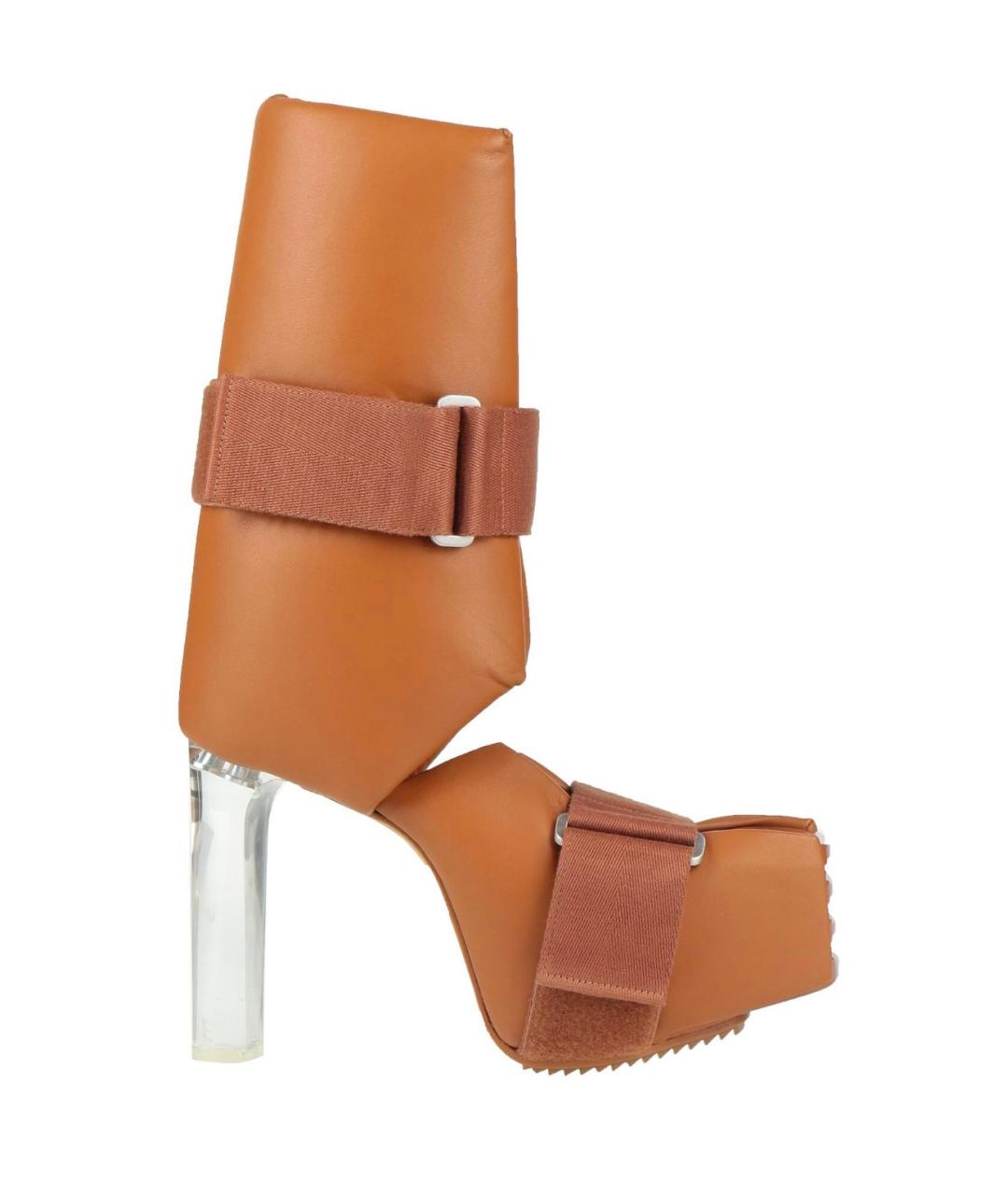 RICK OWENS Коричневые кожаные полусапоги, фото 1