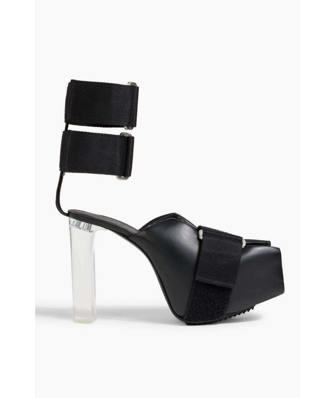 RICK OWENS Черные кожаные босоножки, фото 5