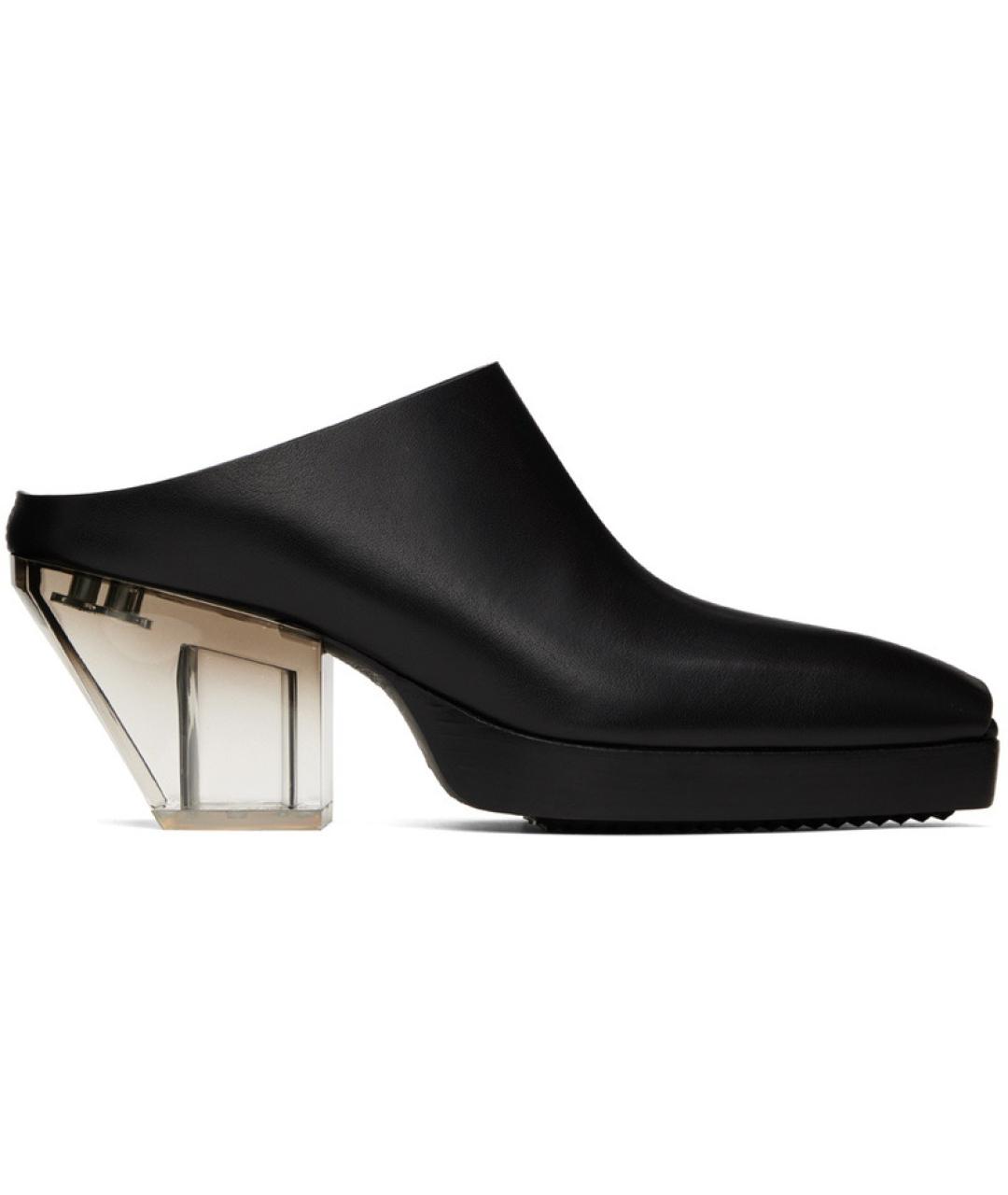 RICK OWENS Черные кожаные мюли, фото 3