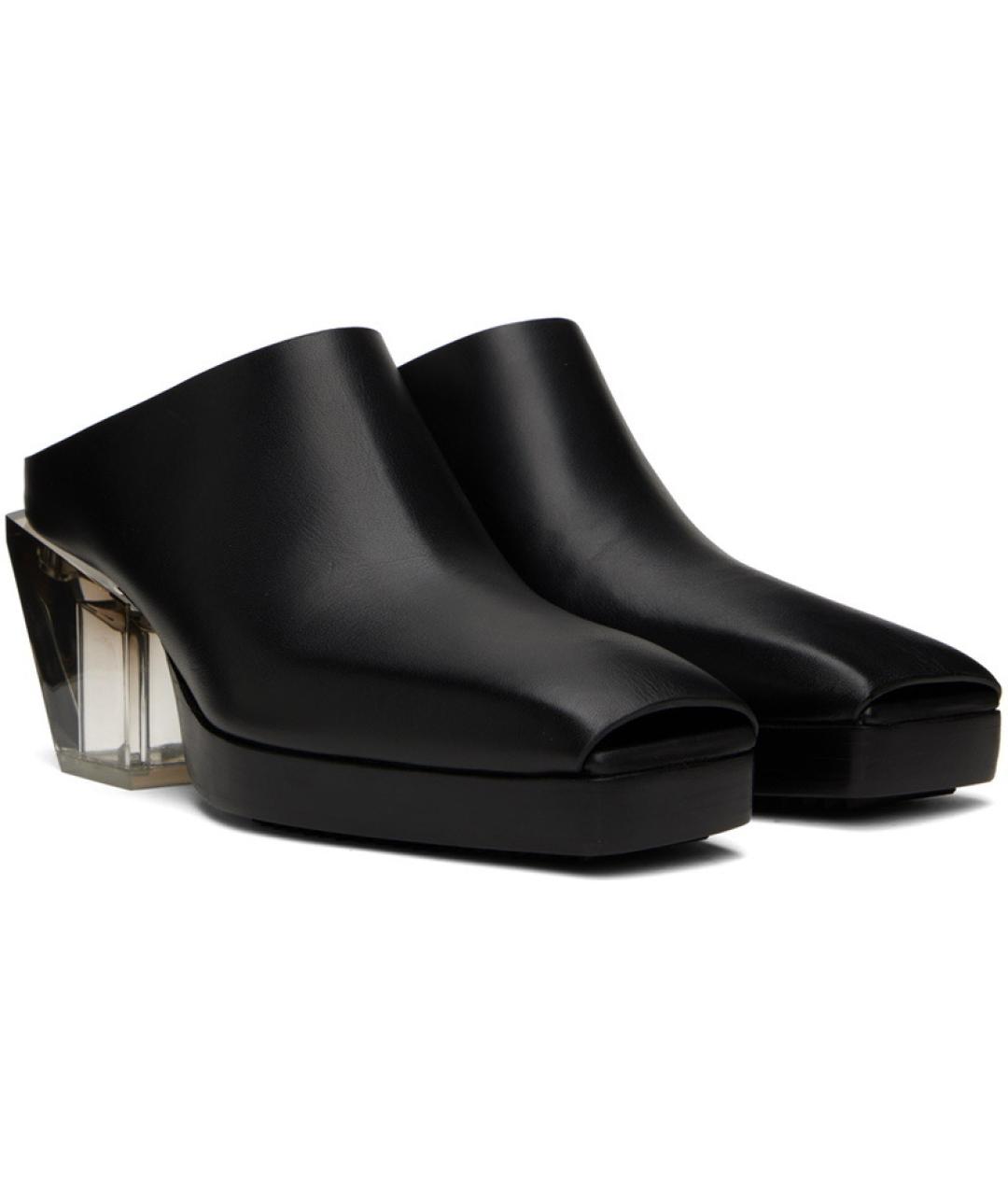 RICK OWENS Черные кожаные мюли, фото 2