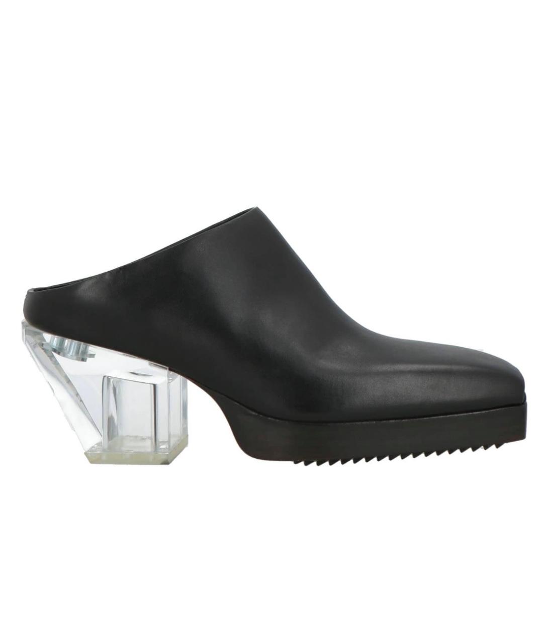 RICK OWENS Черные кожаные мюли, фото 5
