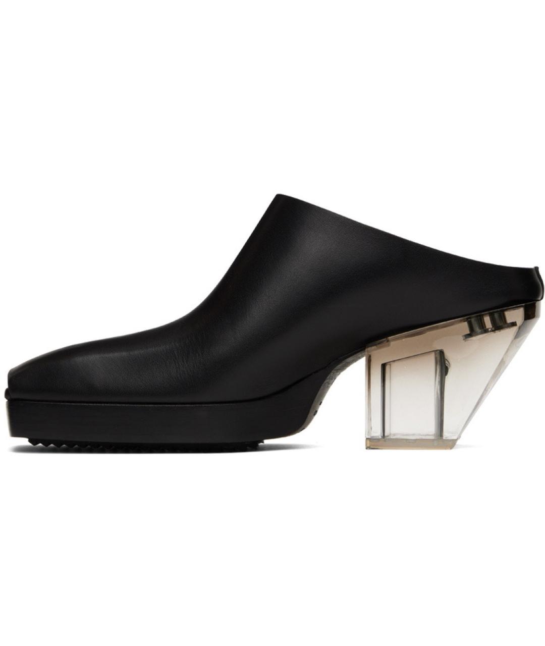RICK OWENS Черные кожаные мюли, фото 4