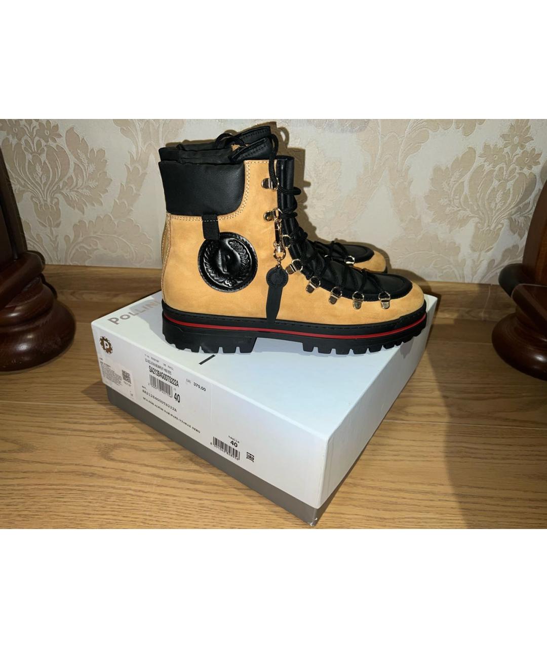 POLLINI Горчичные нубуковые ботинки, фото 6