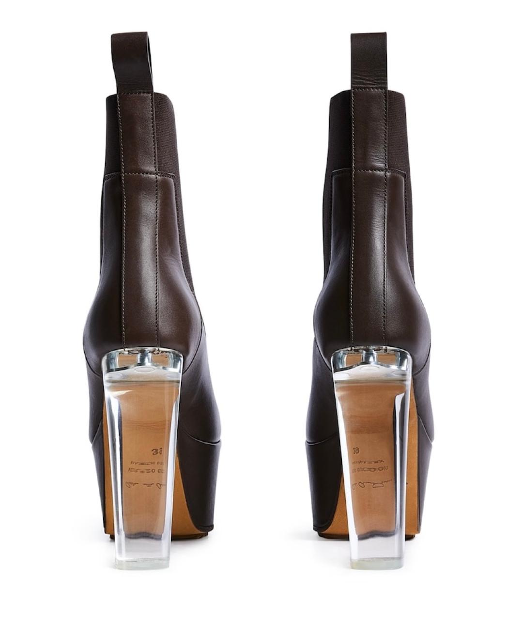 RICK OWENS Коричневые кожаные ботильоны, фото 2