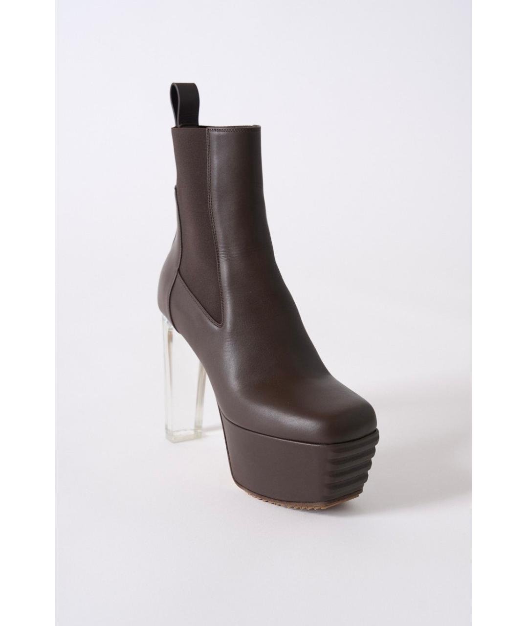 RICK OWENS Коричневые кожаные ботильоны, фото 4