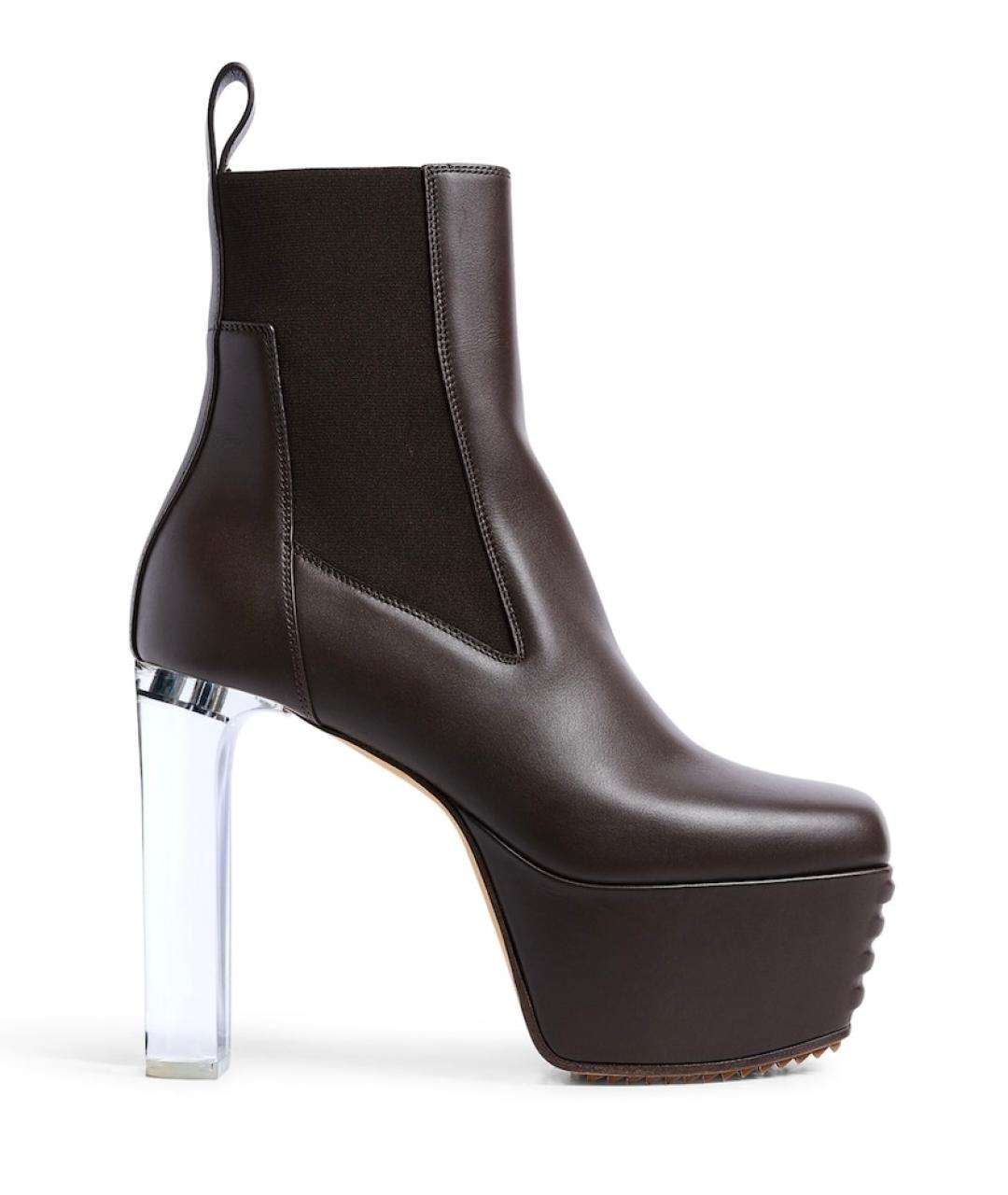 RICK OWENS Коричневые кожаные ботильоны, фото 7