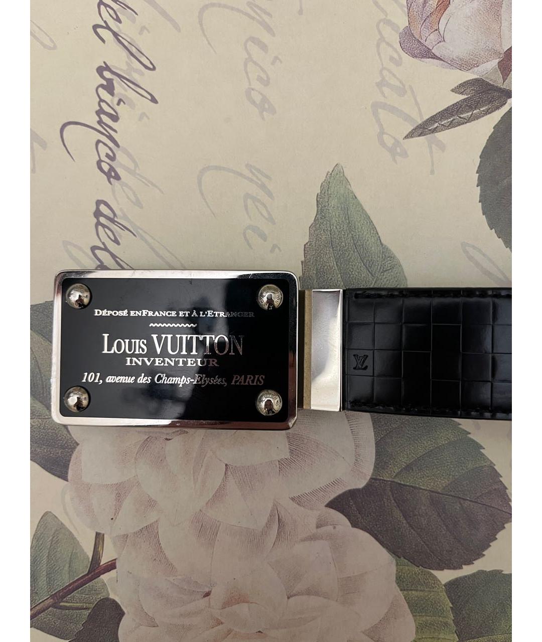 LOUIS VUITTON Черный кожаный ремень, фото 2