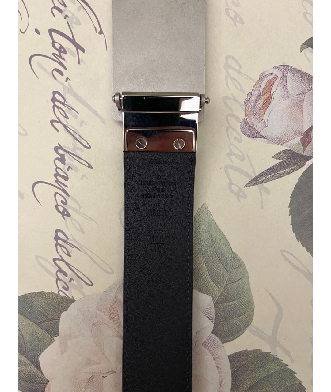 LOUIS VUITTON Черный кожаный ремень, фото 3