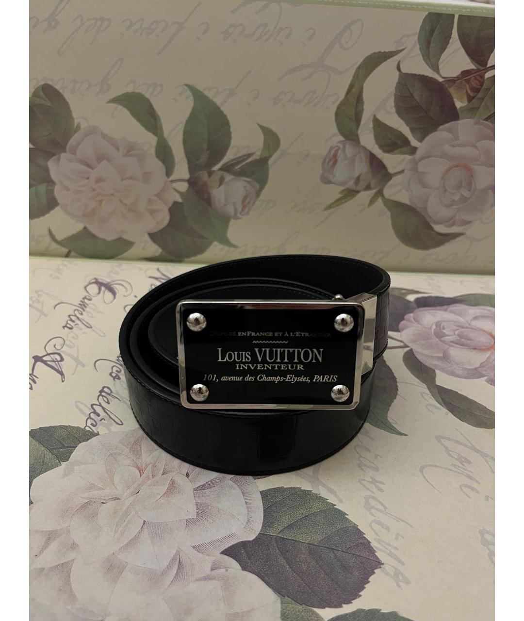 LOUIS VUITTON Черный кожаный ремень, фото 5