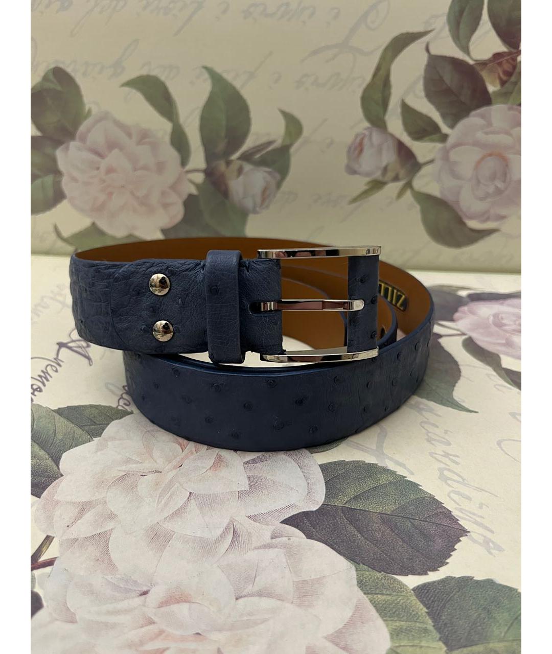 ZILLI Синий ремень из экзотической кожи, фото 4