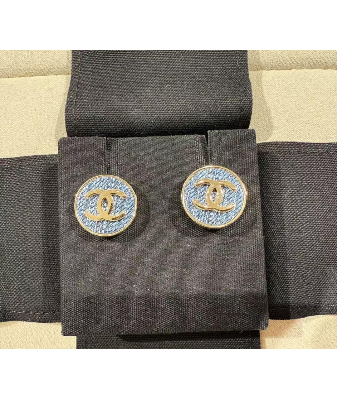 CHANEL Голубые металлические серьги, фото 2