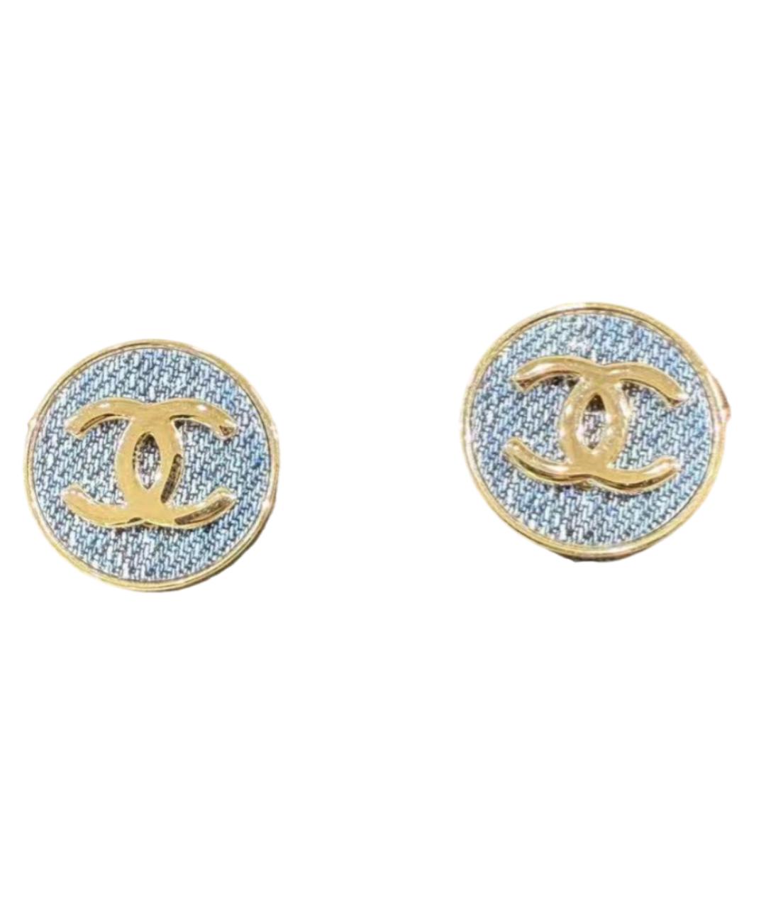 CHANEL Голубые металлические серьги, фото 1