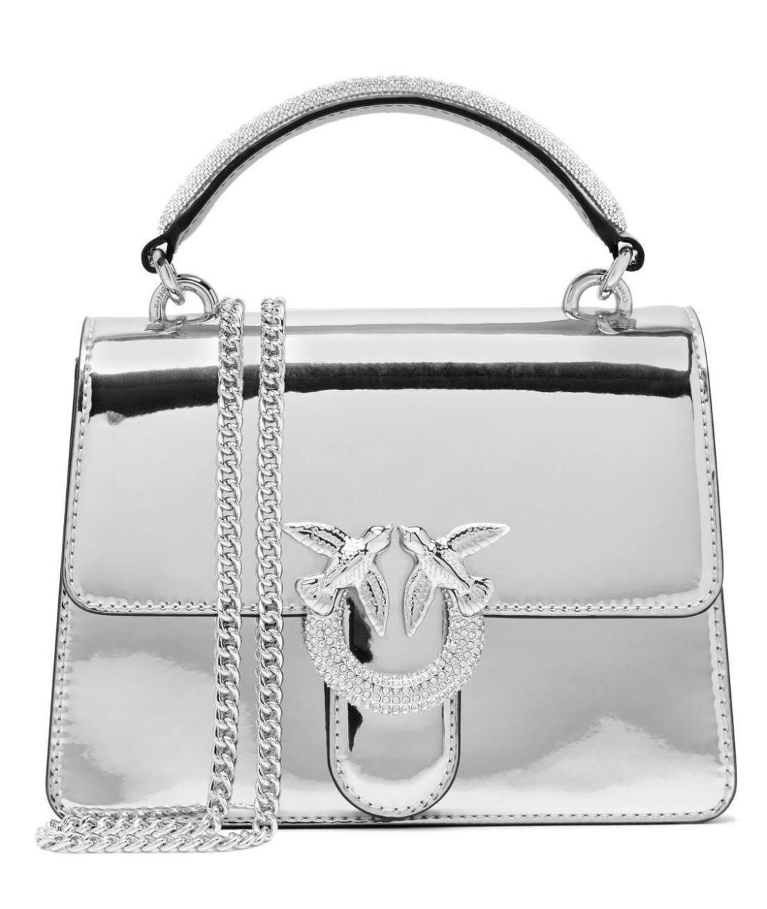 PINKO Серебряная сумка с короткими ручками, фото 1