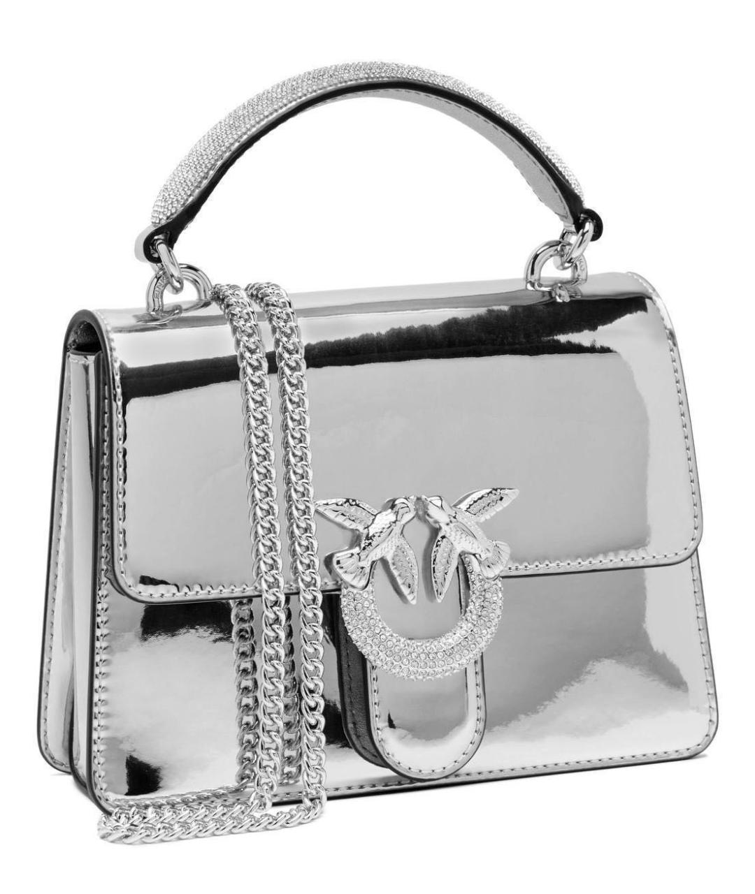 PINKO Серебряная сумка с короткими ручками, фото 2