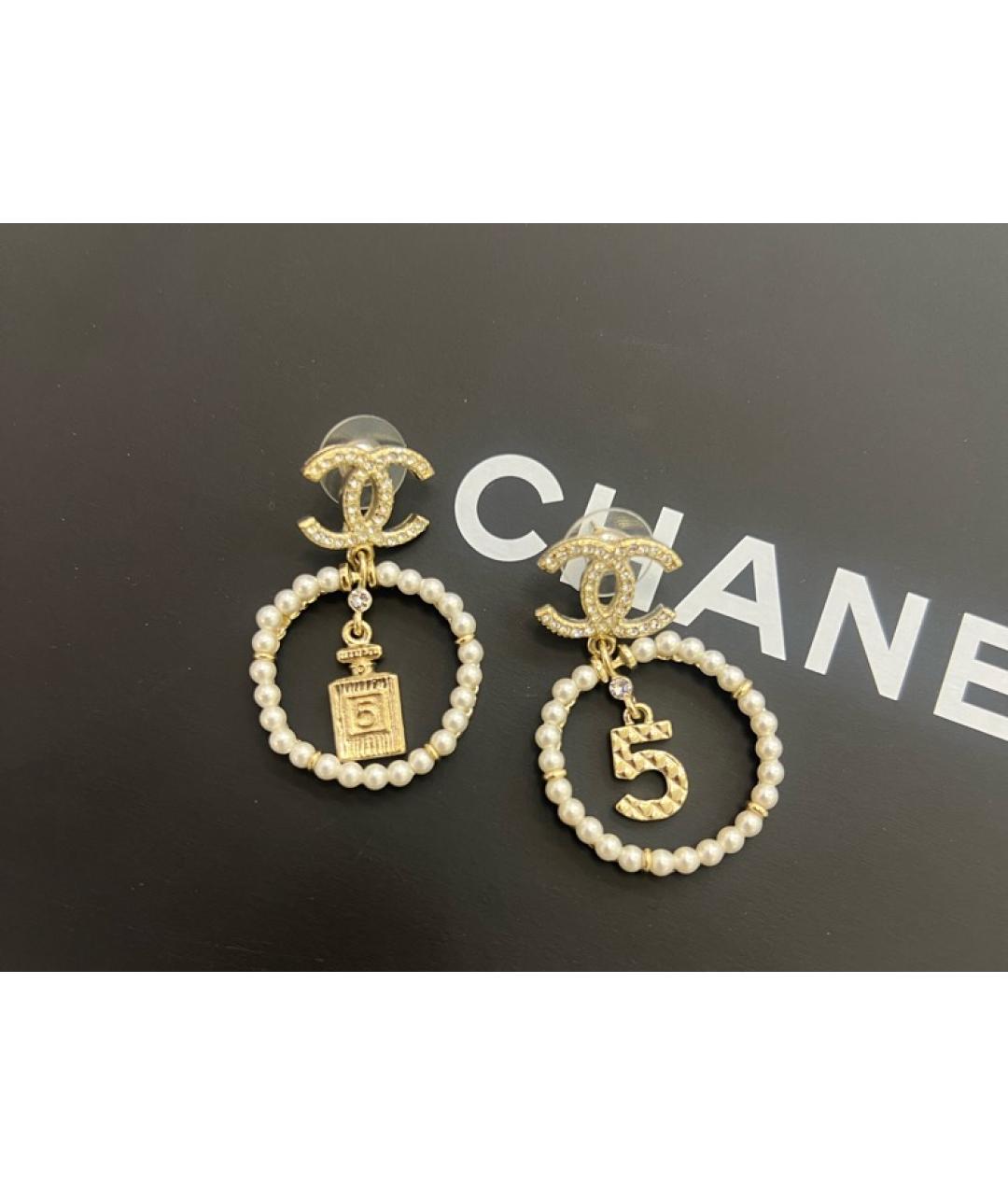 CHANEL Золотые металлические серьги, фото 2
