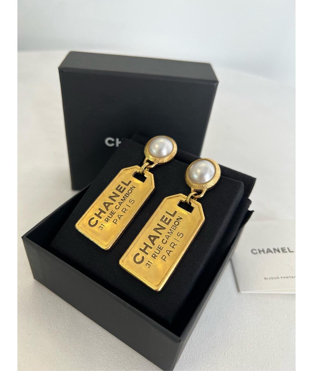 CHANEL Золотые металлические серьги, фото 2