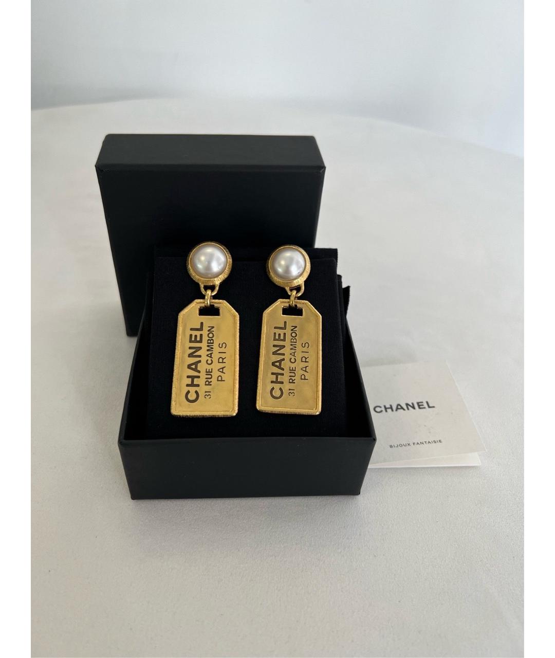 CHANEL Золотые металлические серьги, фото 5