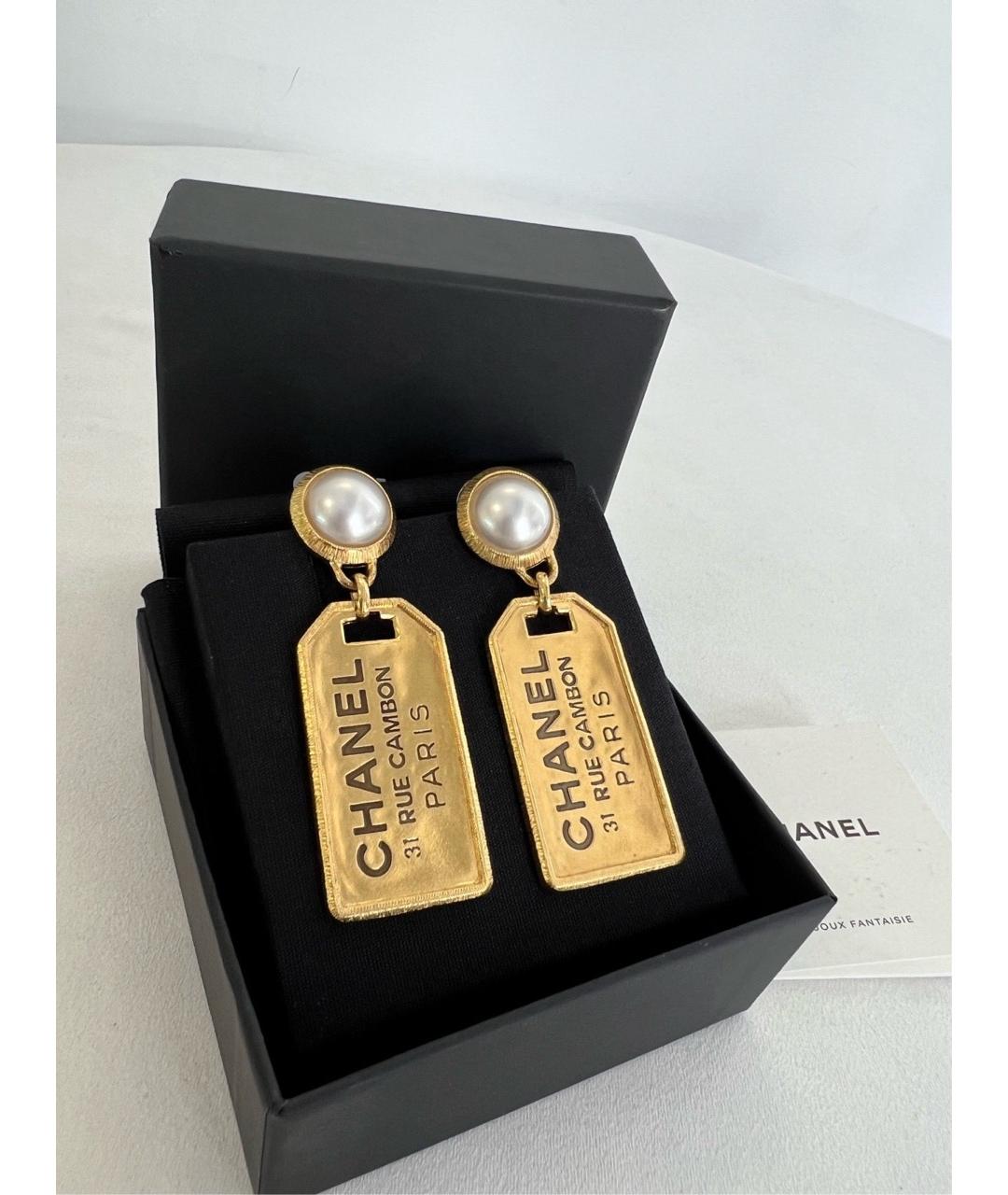 CHANEL Золотые металлические серьги, фото 3