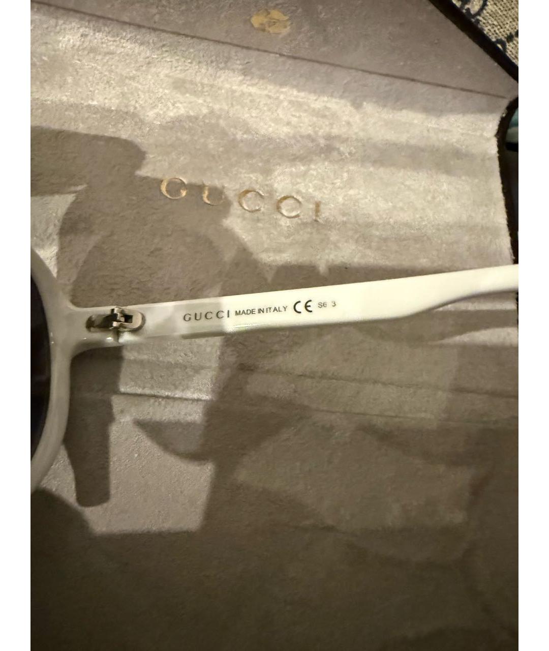 GUCCI Белые пластиковые солнцезащитные очки, фото 5