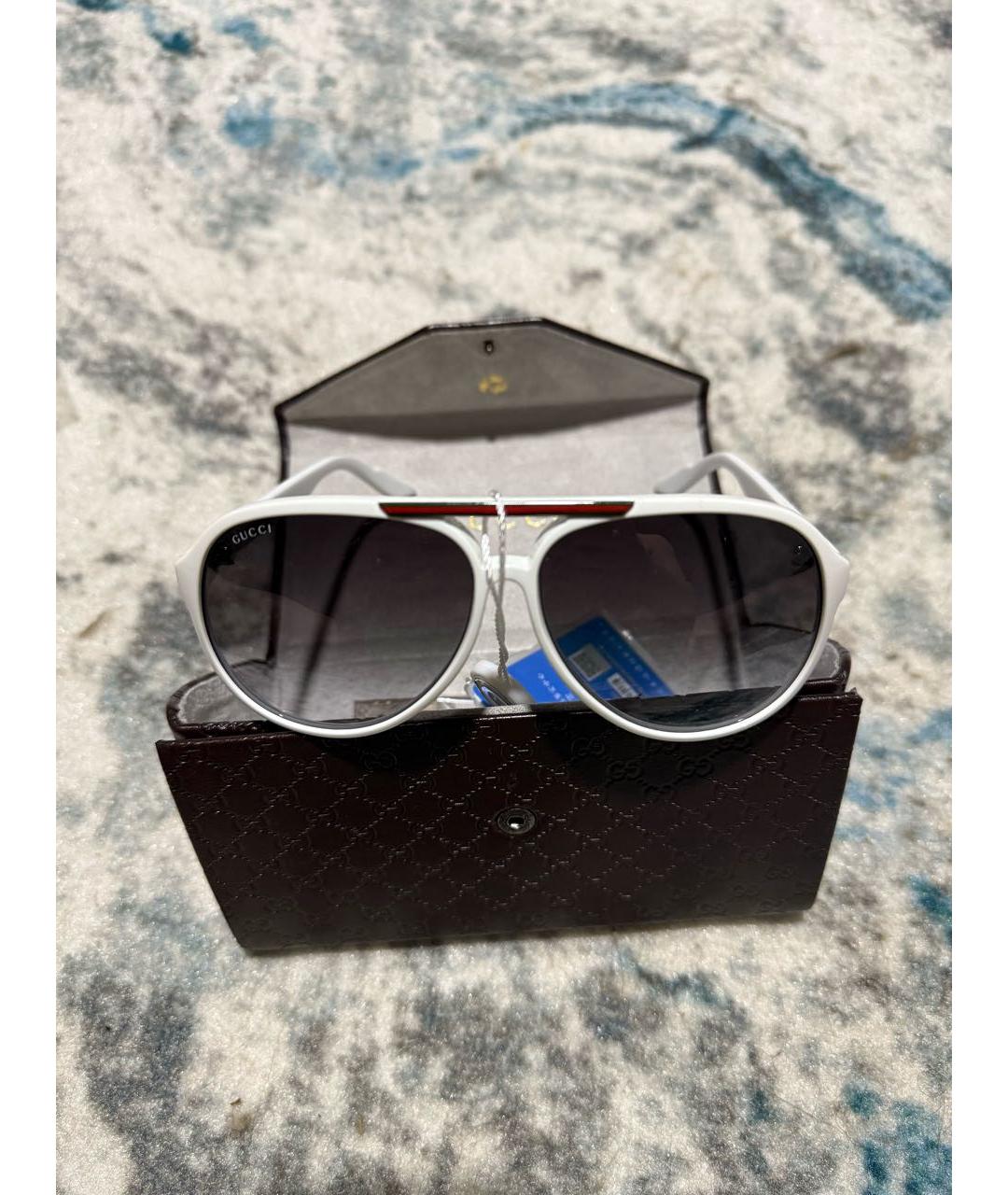 GUCCI Белые пластиковые солнцезащитные очки, фото 7