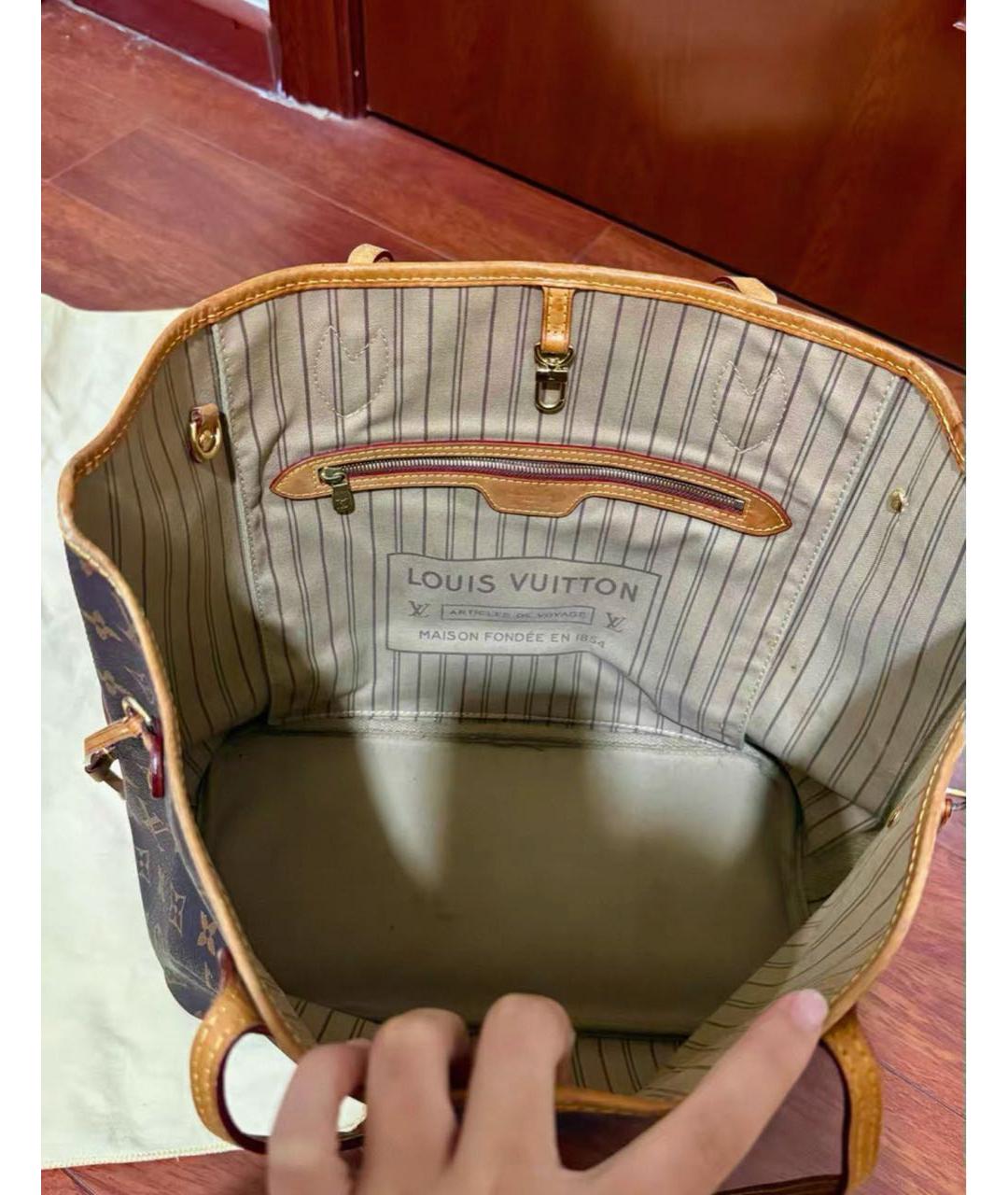 LOUIS VUITTON Коричневая кожаная сумка тоут, фото 5