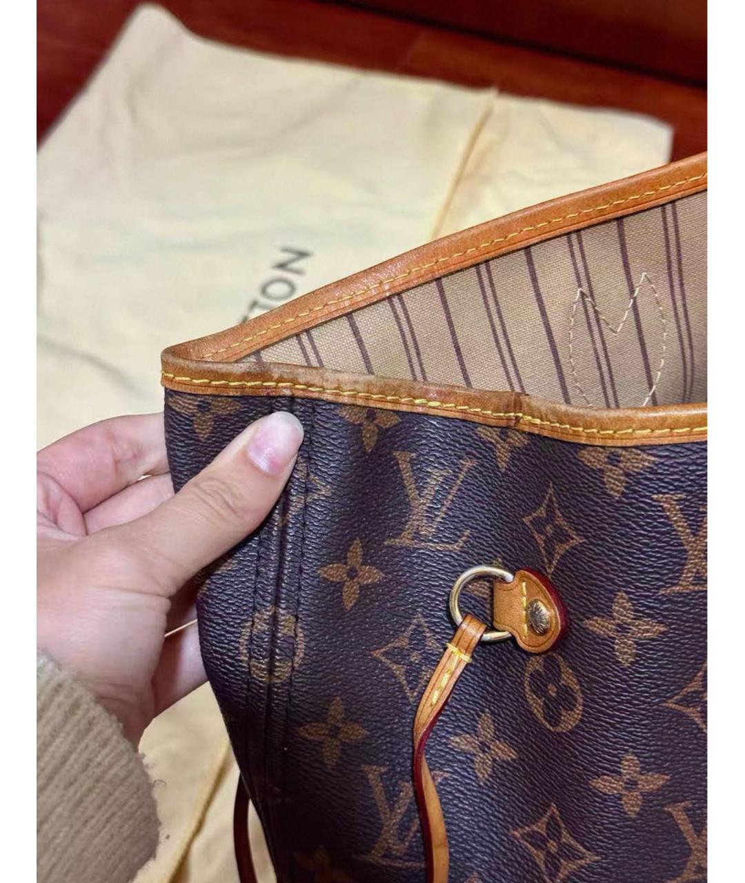 LOUIS VUITTON Коричневая кожаная сумка тоут, фото 6