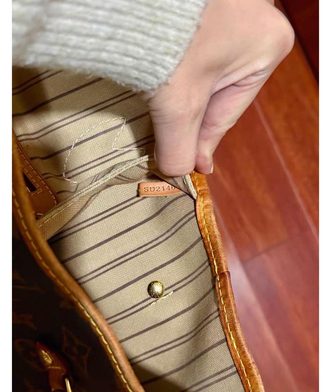 LOUIS VUITTON Коричневая кожаная сумка тоут, фото 7