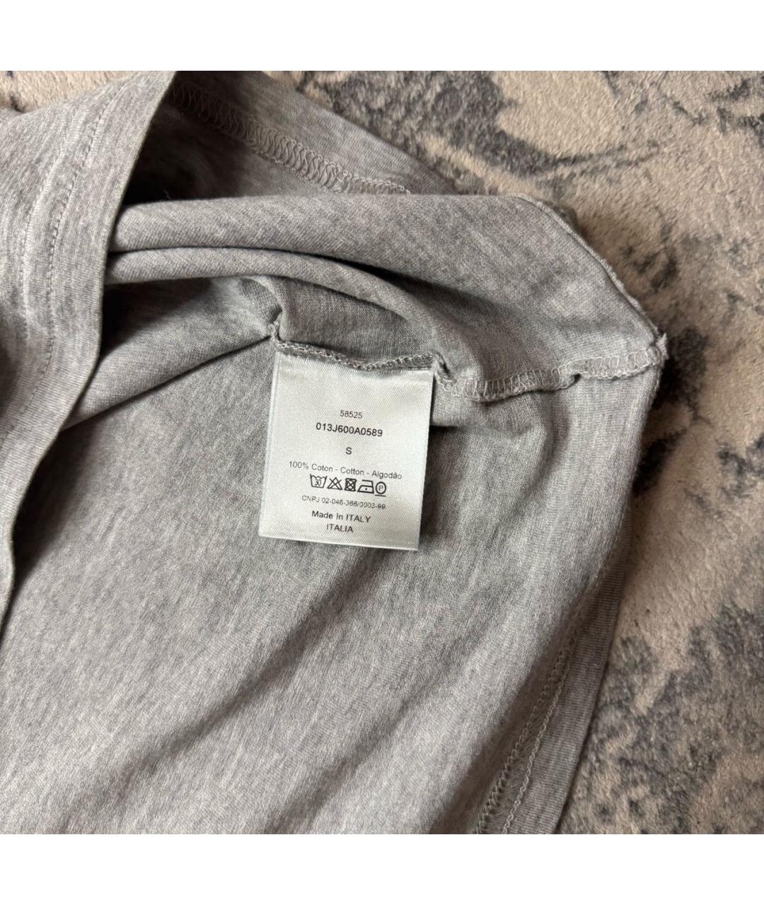 CHRISTIAN DIOR Серая хлопковая футболка, фото 6