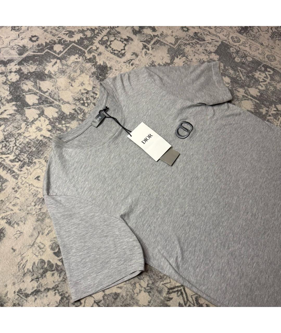 CHRISTIAN DIOR Серая хлопковая футболка, фото 3
