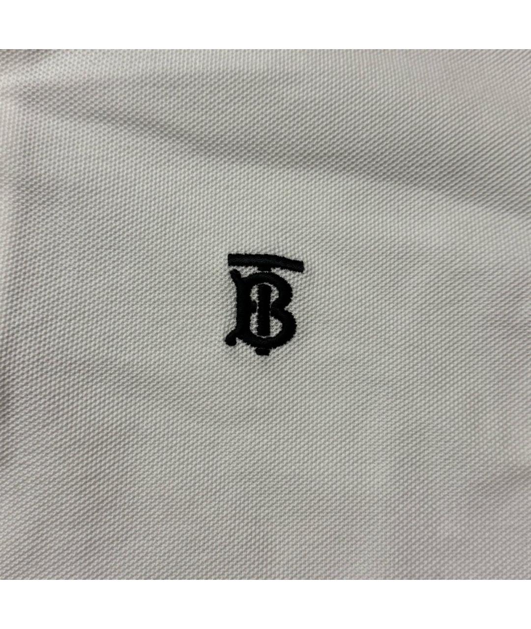 BURBERRY Белое хлопковое поло с коротким рукавом, фото 6