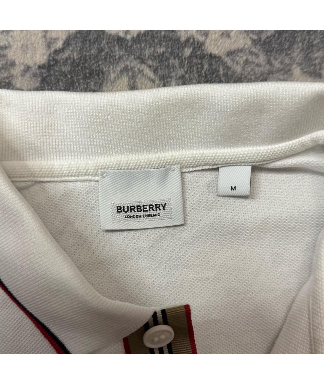 BURBERRY Белое хлопковое поло с коротким рукавом, фото 7