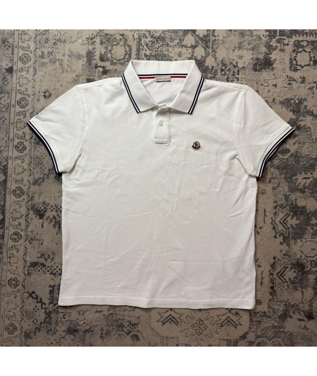 MONCLER Белое хлопковое поло с коротким рукавом, фото 2