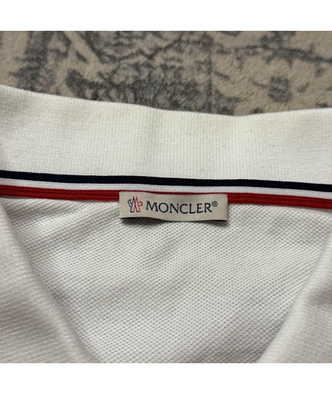 MONCLER Белое хлопковое поло с коротким рукавом, фото 7