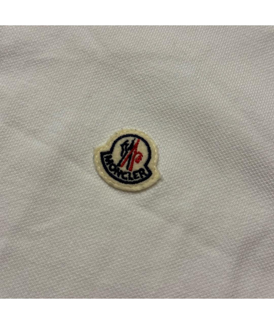 MONCLER Белое хлопковое поло с коротким рукавом, фото 5