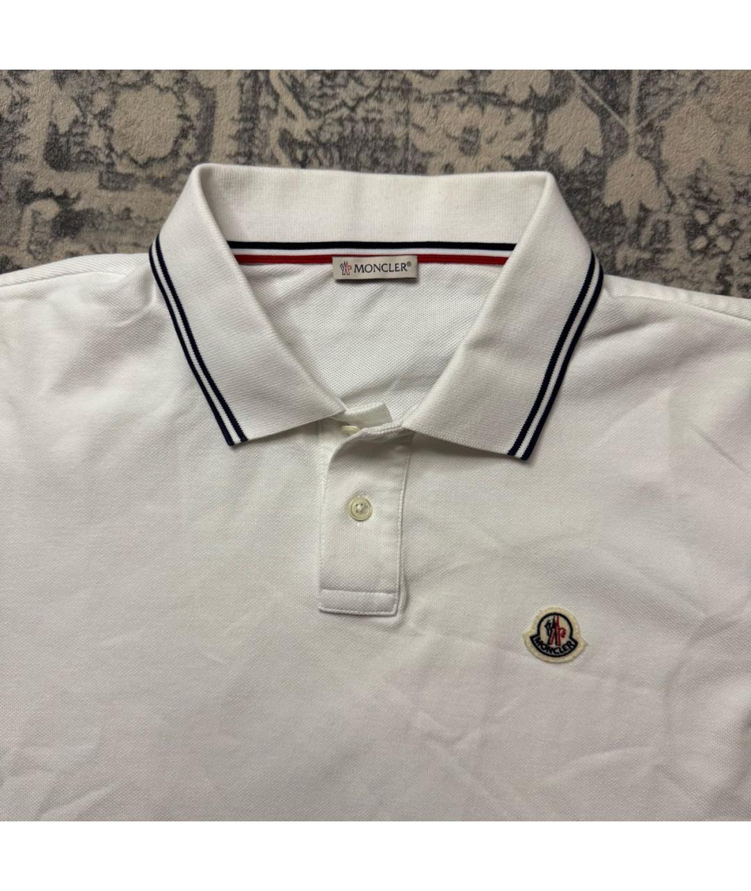 MONCLER Белое хлопковое поло с коротким рукавом, фото 4