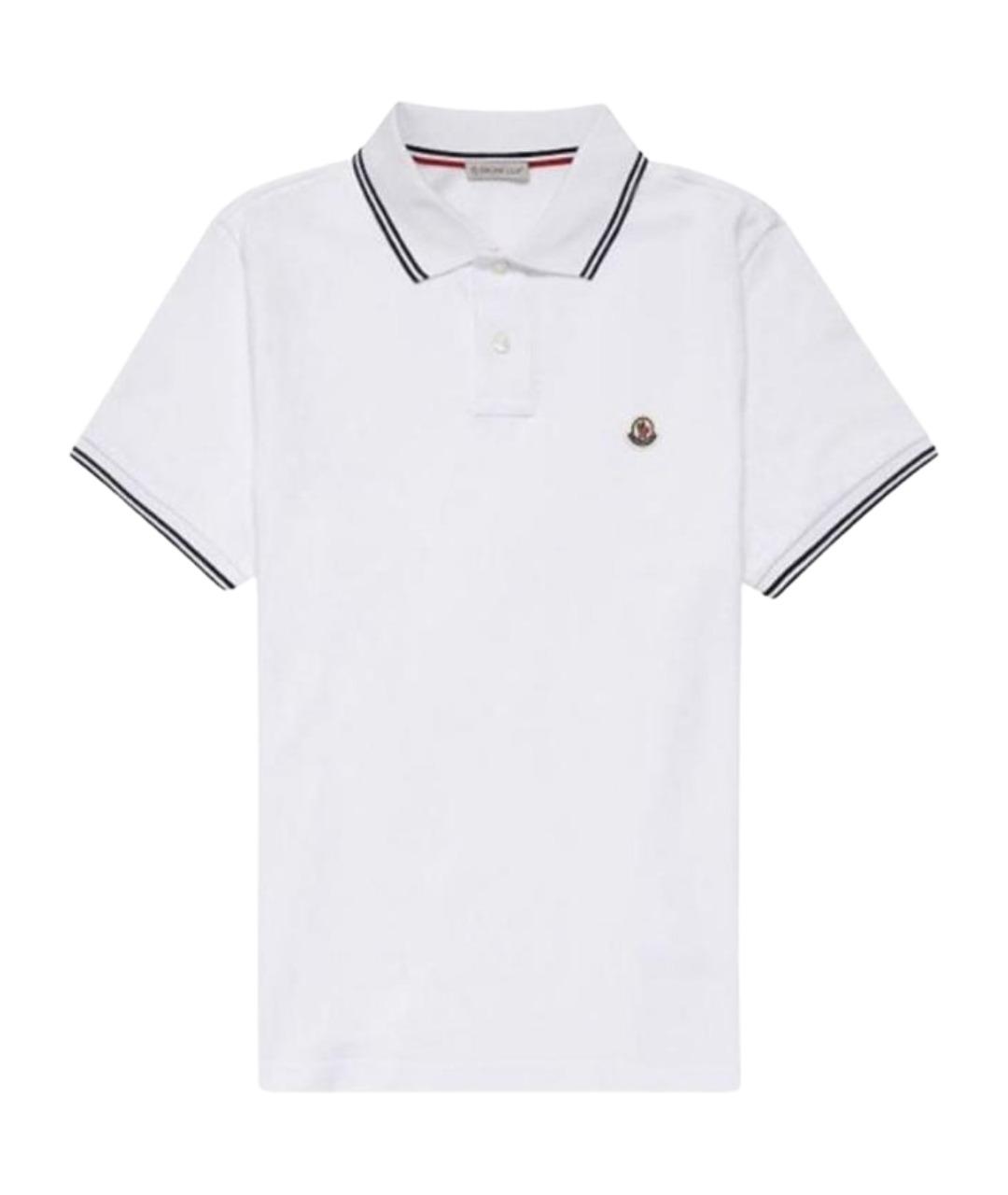 MONCLER Белое хлопковое поло с коротким рукавом, фото 1