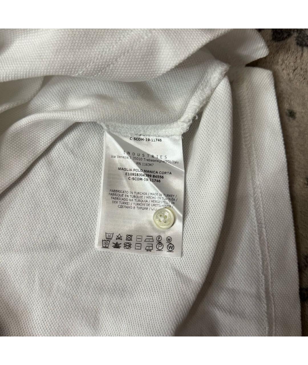 MONCLER Белое хлопковое поло с коротким рукавом, фото 8