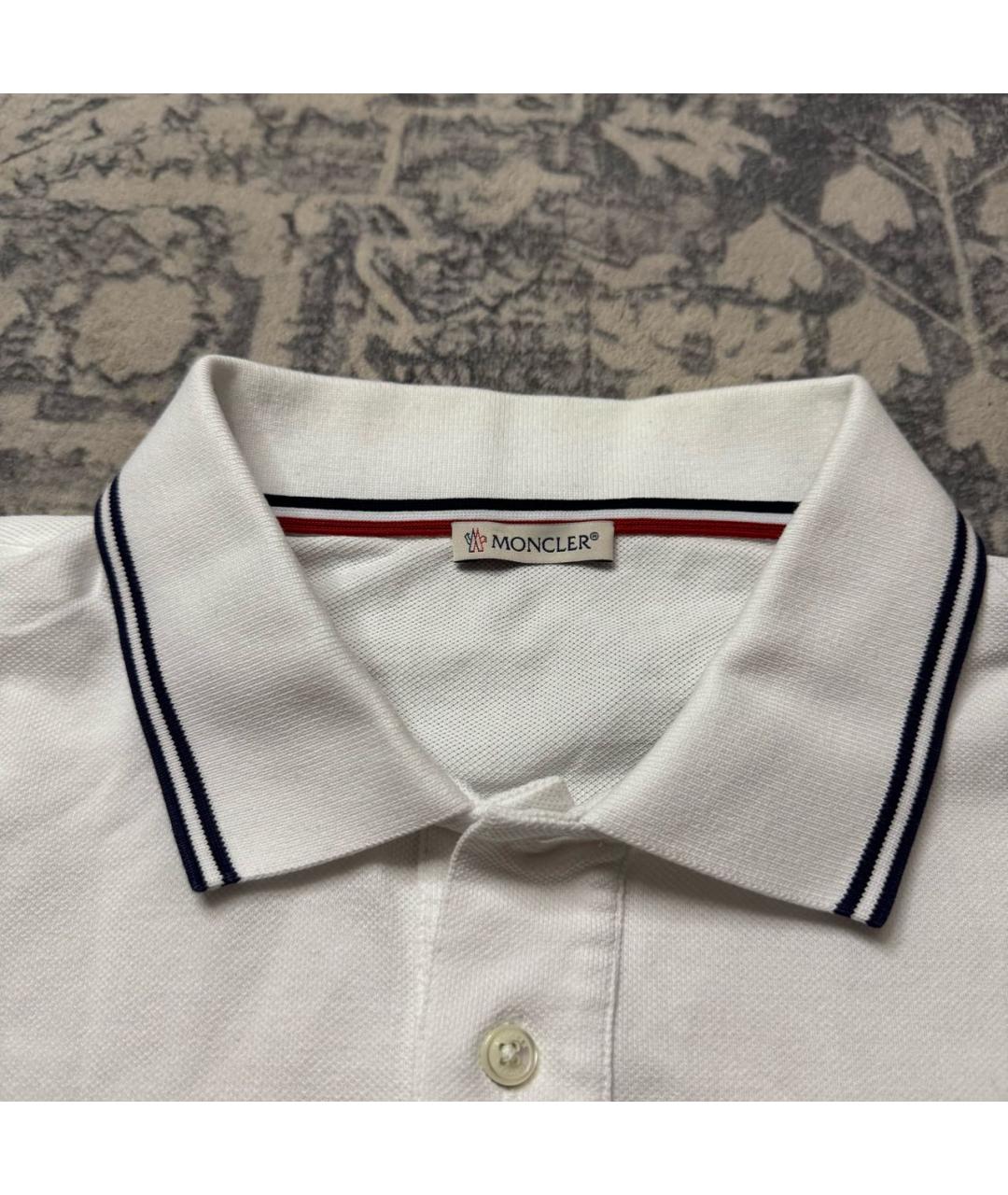 MONCLER Белое хлопковое поло с коротким рукавом, фото 6