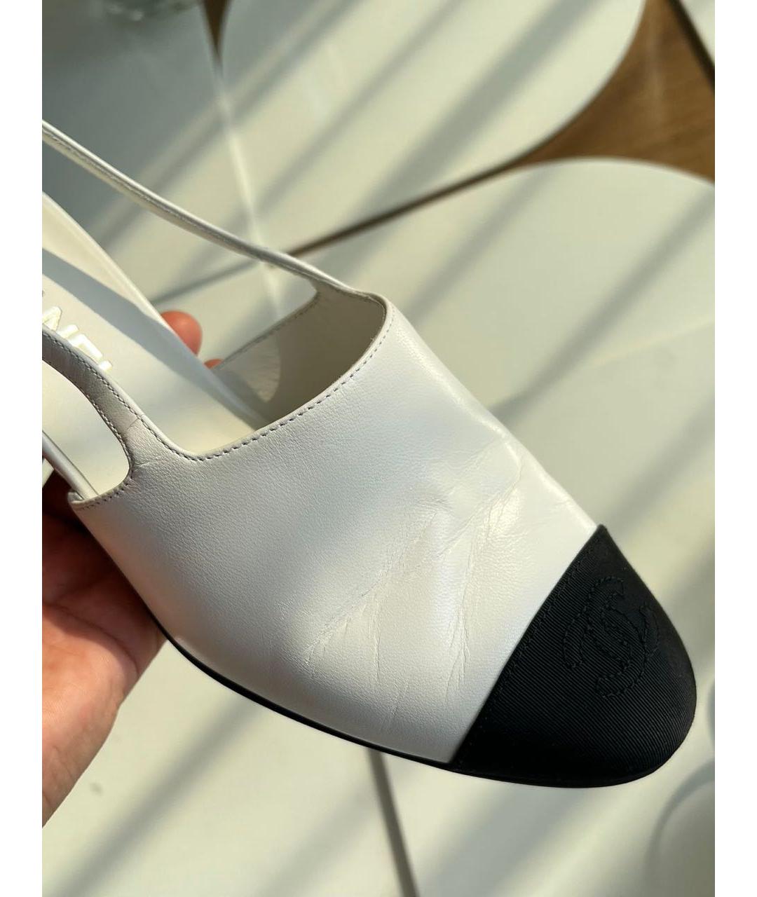 CHANEL Белые кожаные босоножки, фото 4