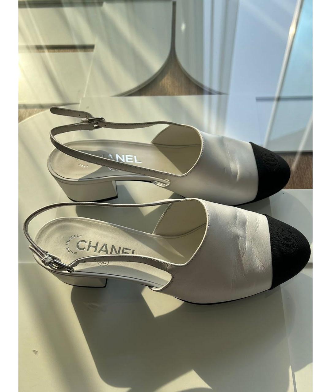 CHANEL Белые кожаные босоножки, фото 5