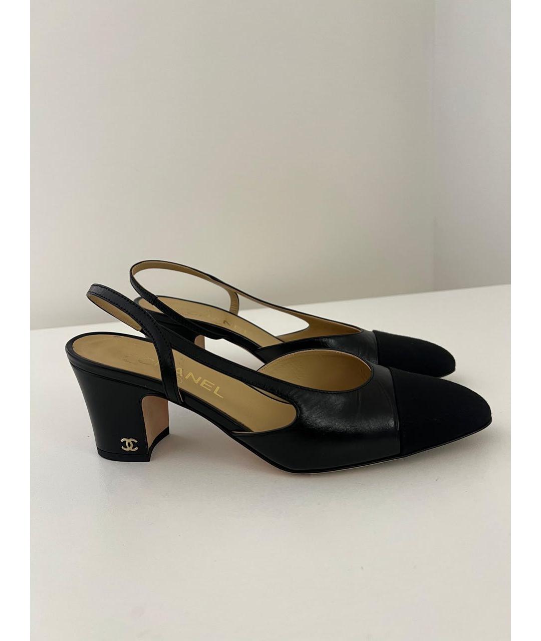 CHANEL Черные кожаные босоножки, фото 5
