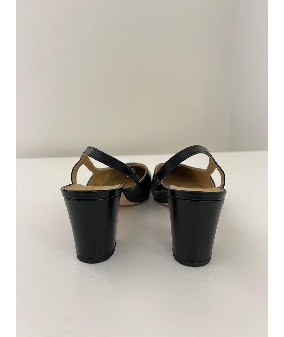 CHANEL Черные кожаные босоножки, фото 4