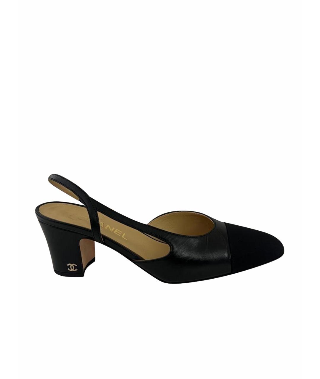 CHANEL Черные кожаные босоножки, фото 1
