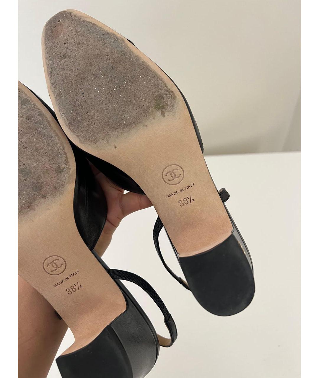 CHANEL Черные кожаные босоножки, фото 3