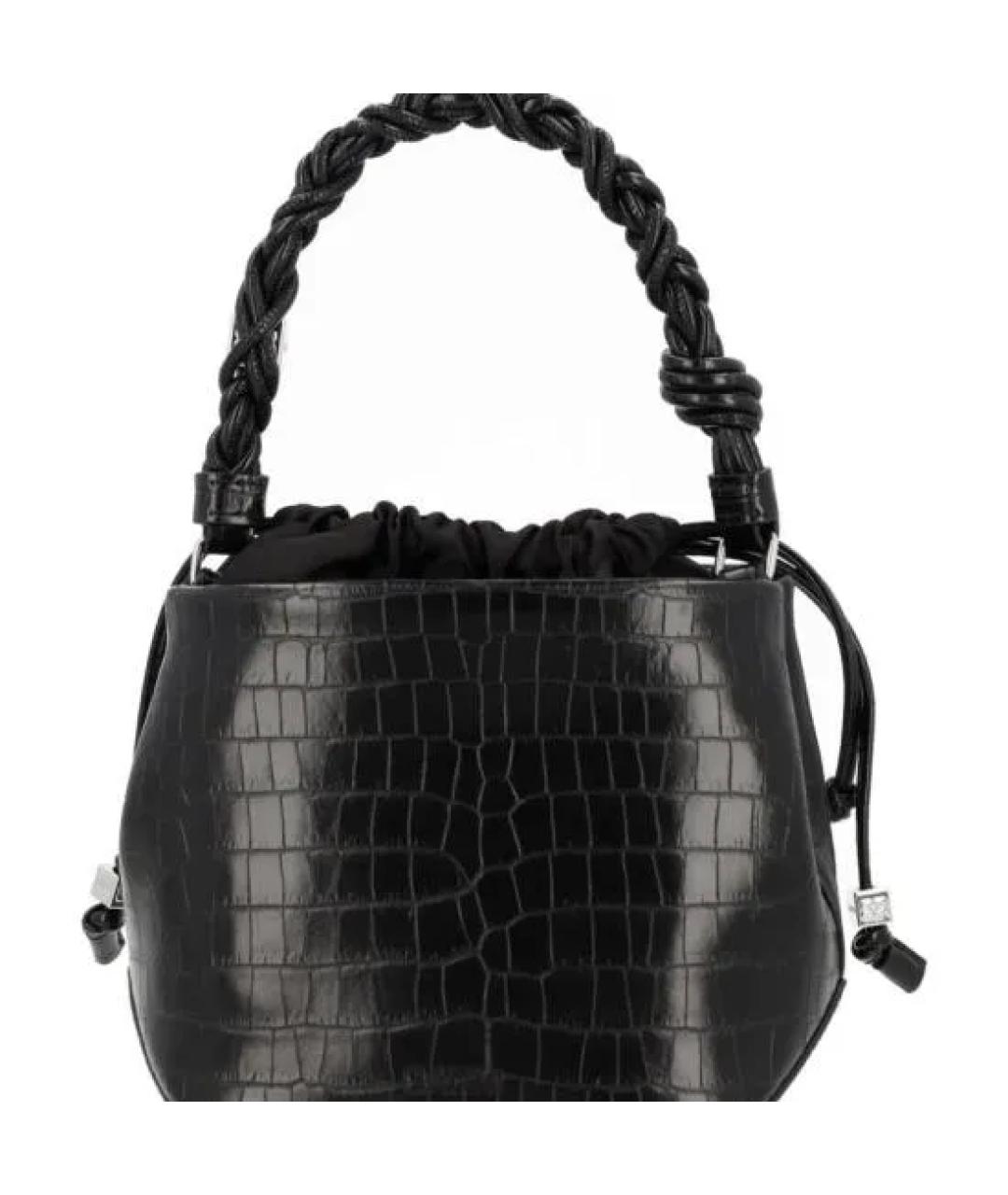 GANNI Черная кожаная сумка через плечо, фото 3