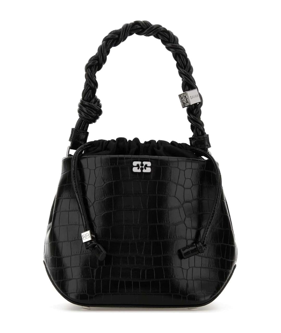 GANNI Черная кожаная сумка через плечо, фото 1