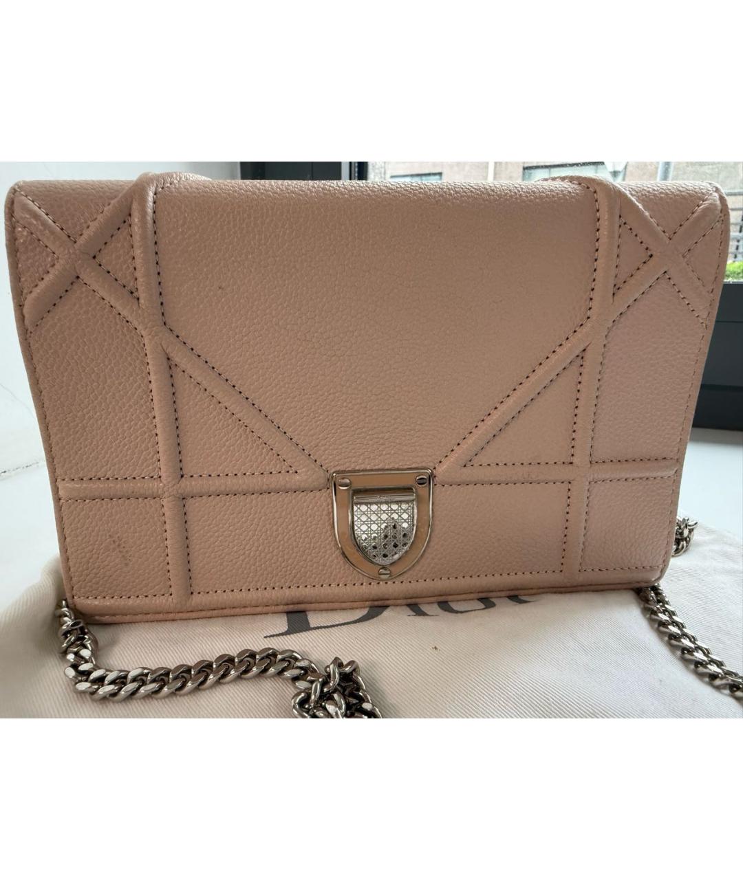 CHRISTIAN DIOR Розовая кожаная сумка через плечо, фото 5