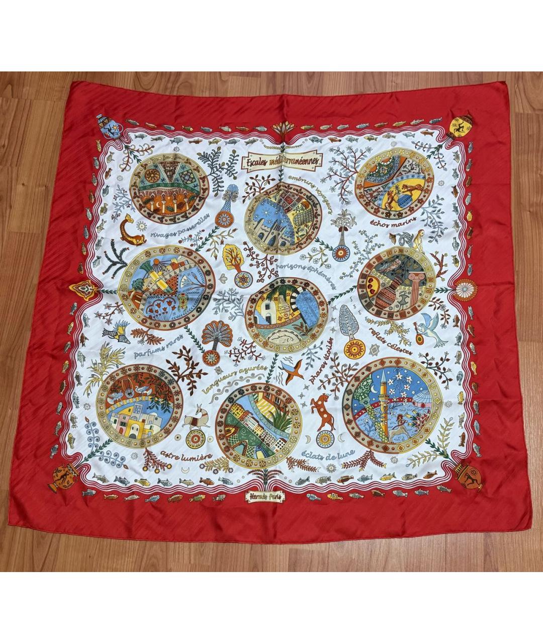 HERMES Мульти шелковый платок, фото 5